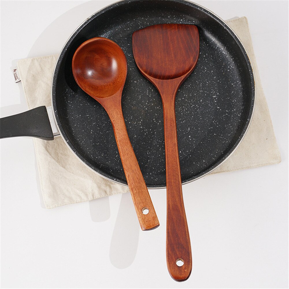 Pala de madera para cocinar, pala para sopa, cuchara de arroz, utensilios de cocina, juego de cucharas de madera para jardín y hogar, herramientas de cocina