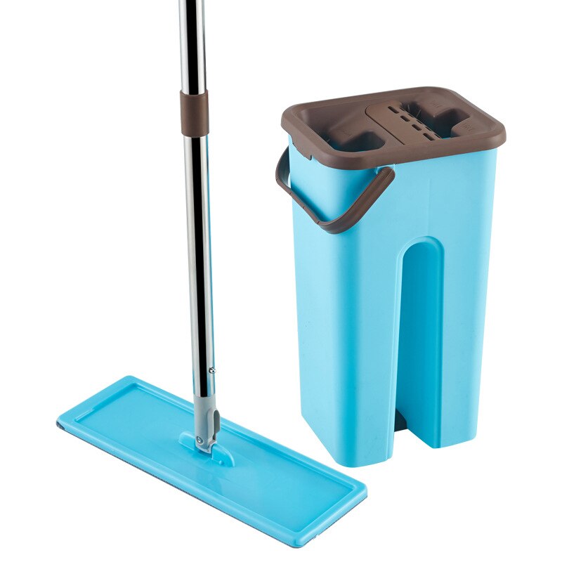 Flat Hand Free Wringing Squeeze Mop with Bucket Floor Cleaning Mop of Microfiber Mop Cloth Wet Dry For Kitchen Tile Wooden Floor