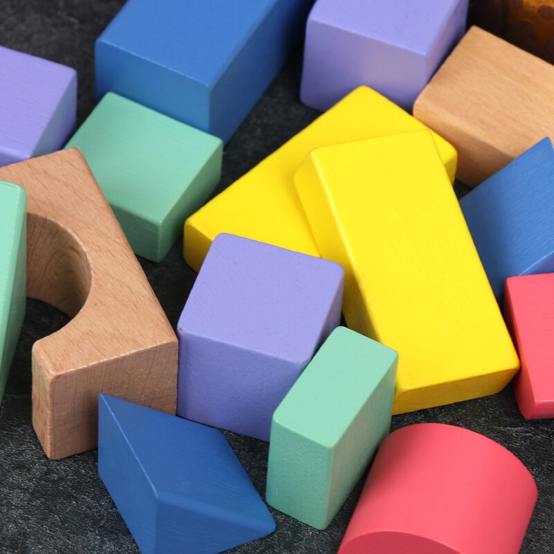 Baby Toy Wooden Block 15pcs Wooden chopping Block with Card Colorful intelligence Educational Toy for Children for above 1