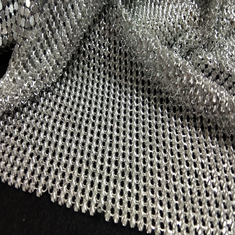 ViaPhil champaña dorada plateada Matt de tela de malla de tela metálica Metal lentejuelas de tela para manualidades, costura decoración para el hogar hecha a mano