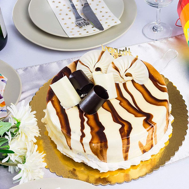 Round Tierd Cake Boards Combo Cardboard Disposable Layered Cake Pizza Gold 10Pcs