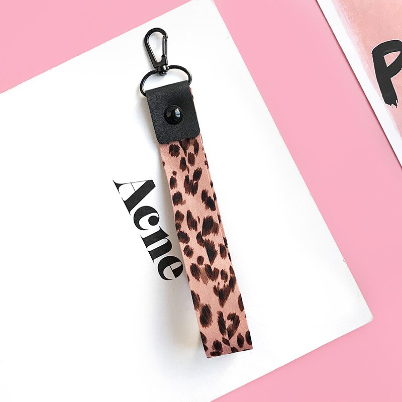 1 Pcs Leopard Print Phone Holder Key Lanyard Hanging Neck Rope ID Badge Holders Phone Neck Straps with Key Clip 2 Sizes: H08