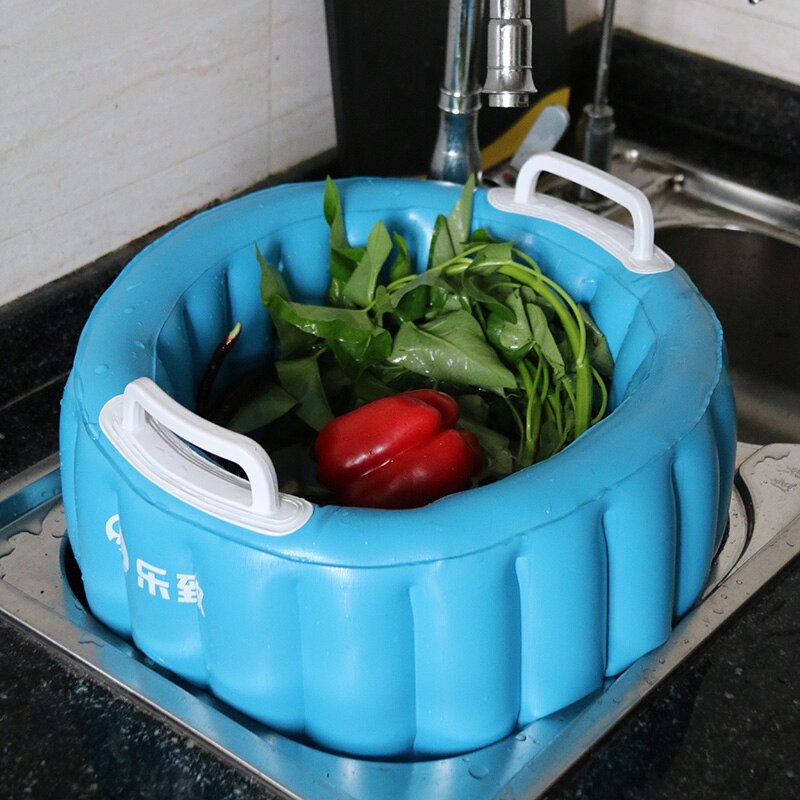 Jiainf outdoor ijsdranken draagbare emmer huishoudelijke praktische opblaasbare bak 15*30cm opblaasbare mand baby waterpot