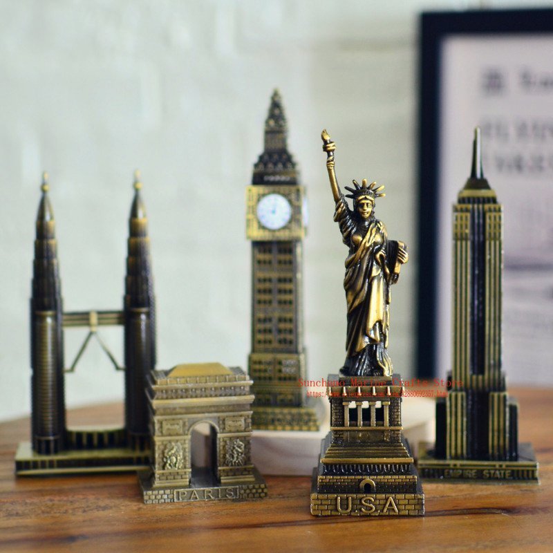 3D World Famous Landmark Building Metal Models Eiffel Tower Desk Decro For Friend Crafts Metal Model Home Decoration