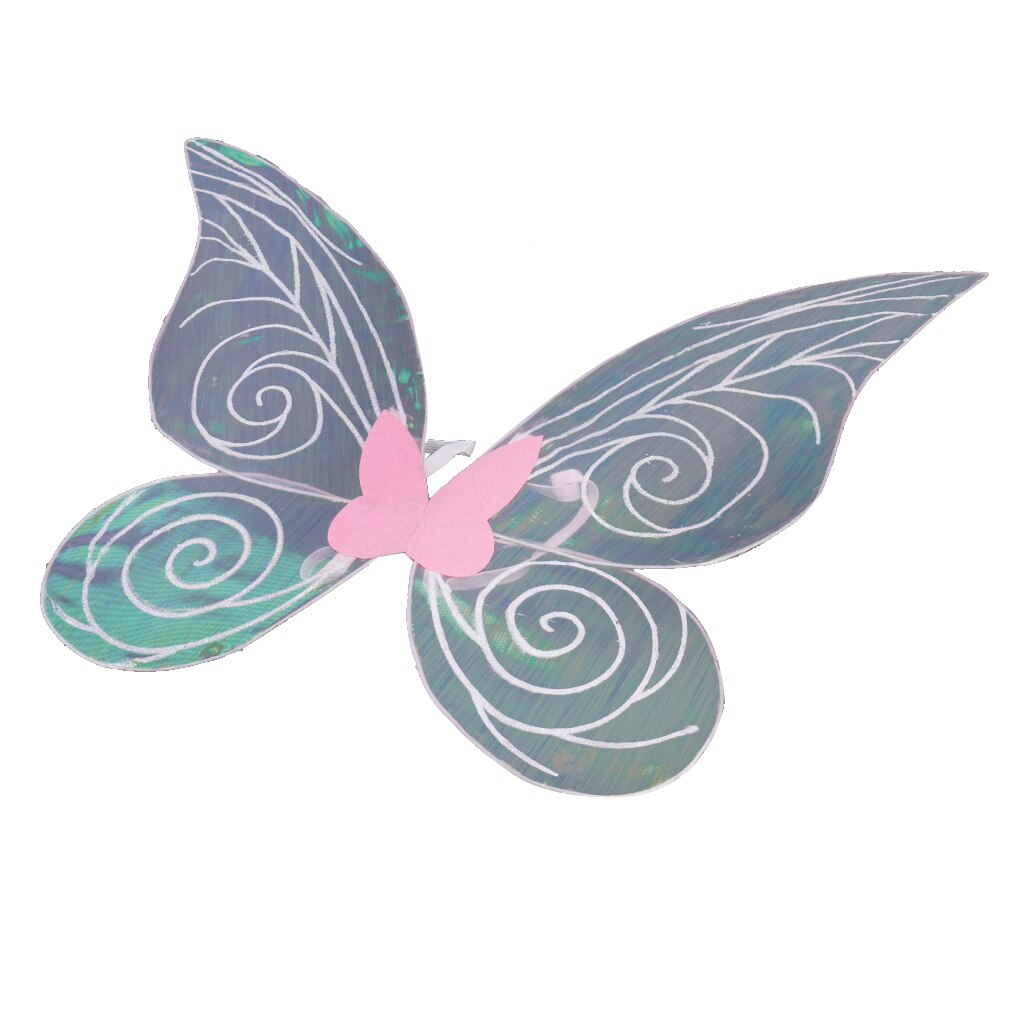 Voksne børn glitter farve skiftende sommerfugl fe vinger fancy kjole: Grøn lyserøde børn