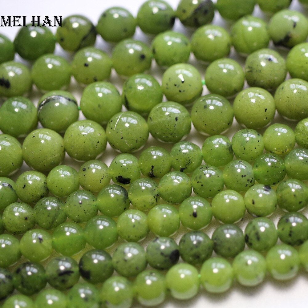 (2 strengen/set) natural Grade A 6mm Canadese jade nefriet gladde ronde kralen voor sieraden maken DIY armbanden