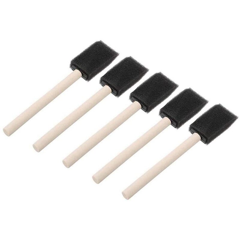 50Pcs Sponge Painting Brushes Foam Sponge Wood Handle Paint Brush Set for Childrens Drawing Graffiti Tools: Default Title