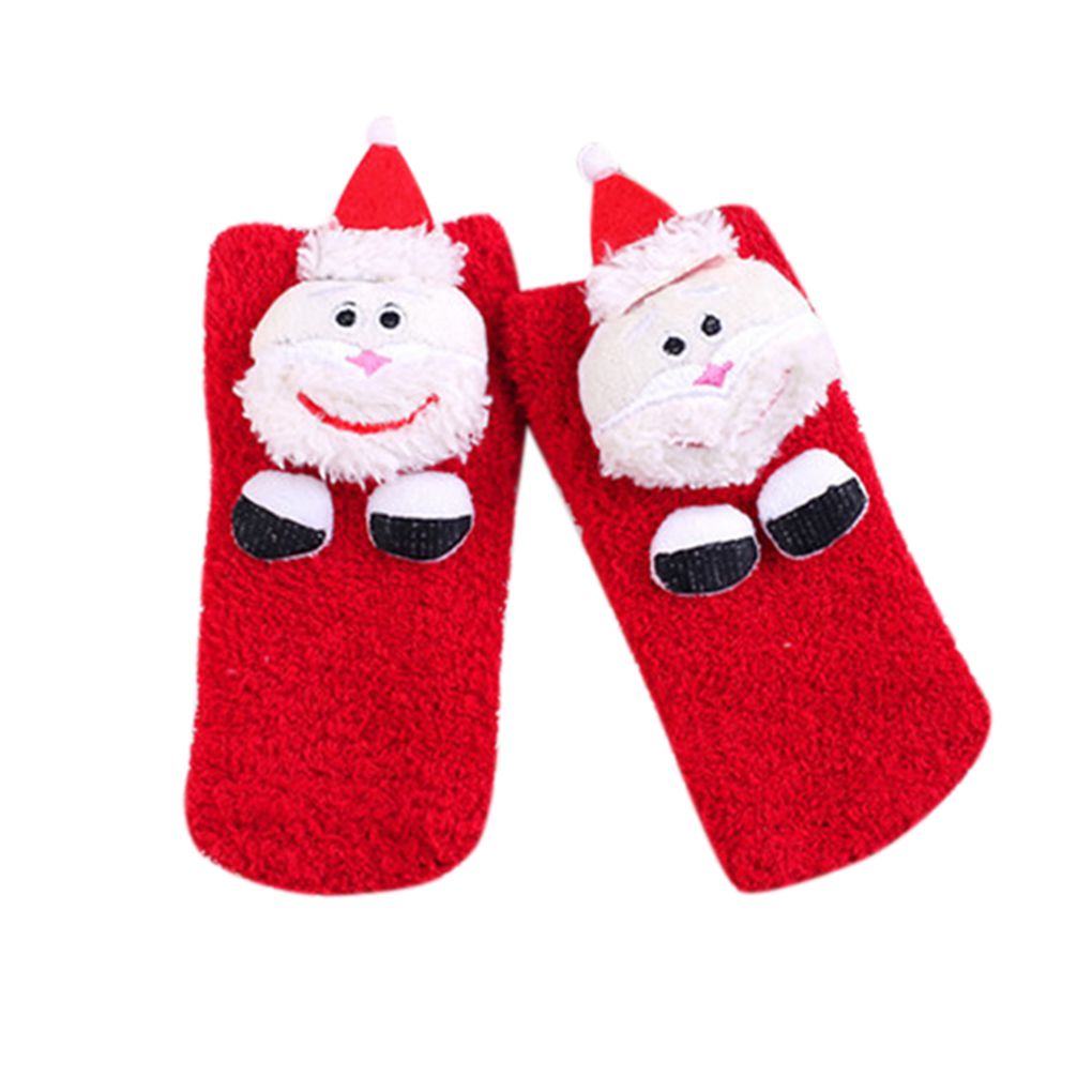 Volwassenen Kids Ouder-kind Nakomelingen Warme Kerst Stijl Sokken Polyester Cartoon Anti-Slip Stereo Pop Vloer Sokken knie Hoge: Adult-4