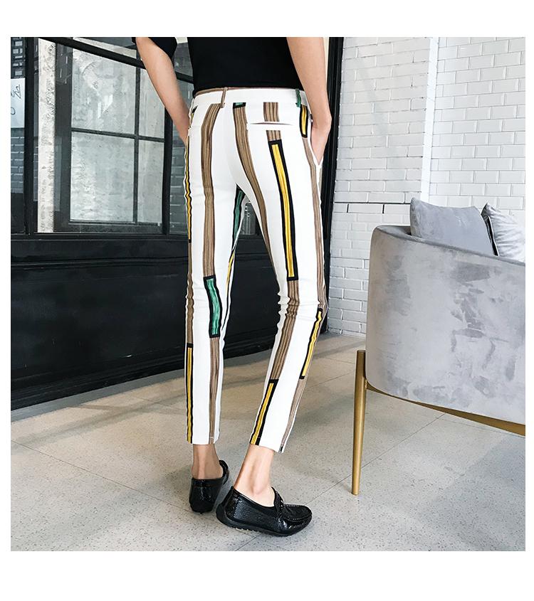 Costume d'affaires, pantalon à rayures, chanteur, personnalité, spectacle sur scène, coupe cintrée, Vintage, décontracté: Coffee Striped Pants / XL