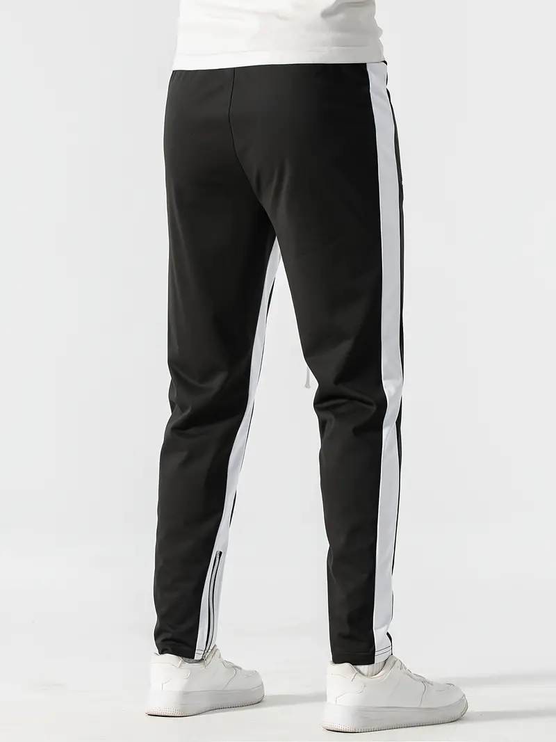 Herr sweatshirts joggingbyxor herr casualbyxor herr snygga färgblock dragkedjefickor dragsko sport skinny byxor byxor