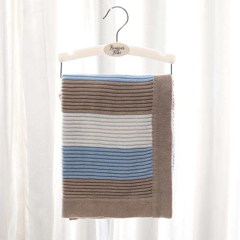 Manta para bebé Qomfortable y sábana de cama a rayas suaves, 70x90cm, 27,56in x 35,4 pulgadas, Kit de manta de algodón para cochecito de bebé recién nacido