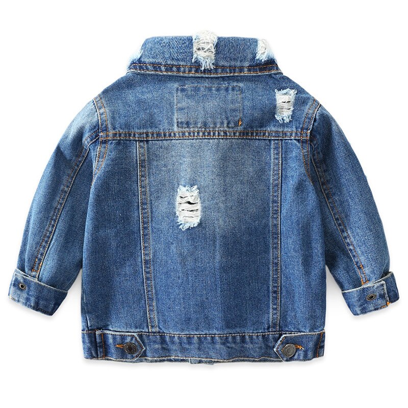 Lente Herfst 3 4-10 12 Jaar Tiener Kinderen Kleding Baby Jas Tops Zakken Knappe Kids Jongens gaten Denim Jassen
