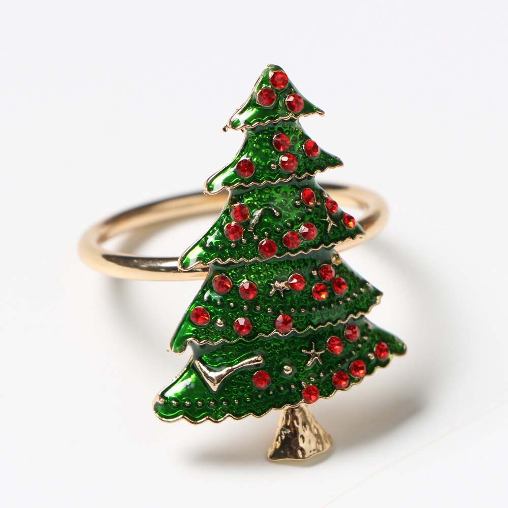 High-end Christmas Tree Napkin Buckle Flower Wreath Elk Bell Santa Claus Style Hotel Household Supplies Stainless Steel: 2