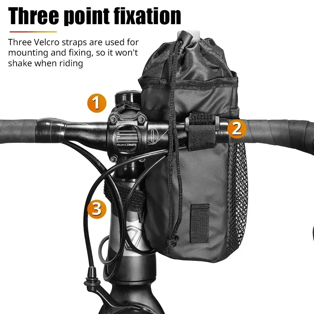 Fahrradtasche Fahrrad Flaschenhalter Lenker Vorbau Thermotasche mit Netztasche Kaffeetasse Halfter Radfahren Wasserflasche Tragetasche
