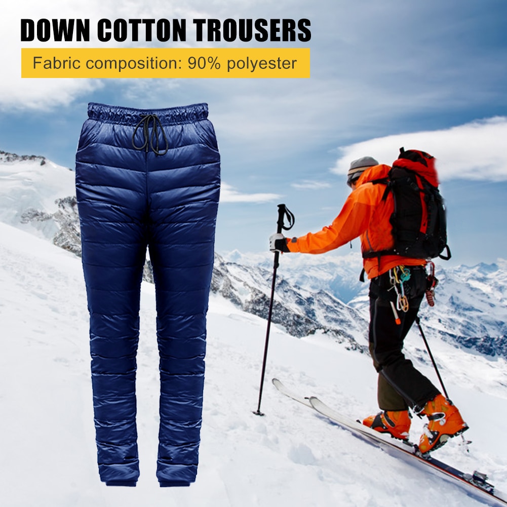 Winter Gans Unten Hosen Outdoor Camping Skifahren Hosen Verdicken Wasserdichte Hosen S-5XL Männer Frauen Gans Unten Hosen