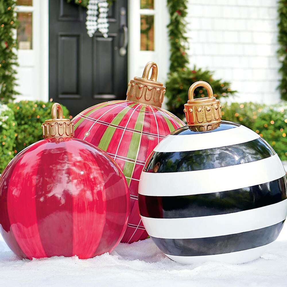 Grootste Verkoop 16 Stijl 60Cm Giant Kerst Pvc Opblaasbare Versierd Bal Gemaakt Pvc Kerstboom Outdoor Decoratie Speelgoed Bal