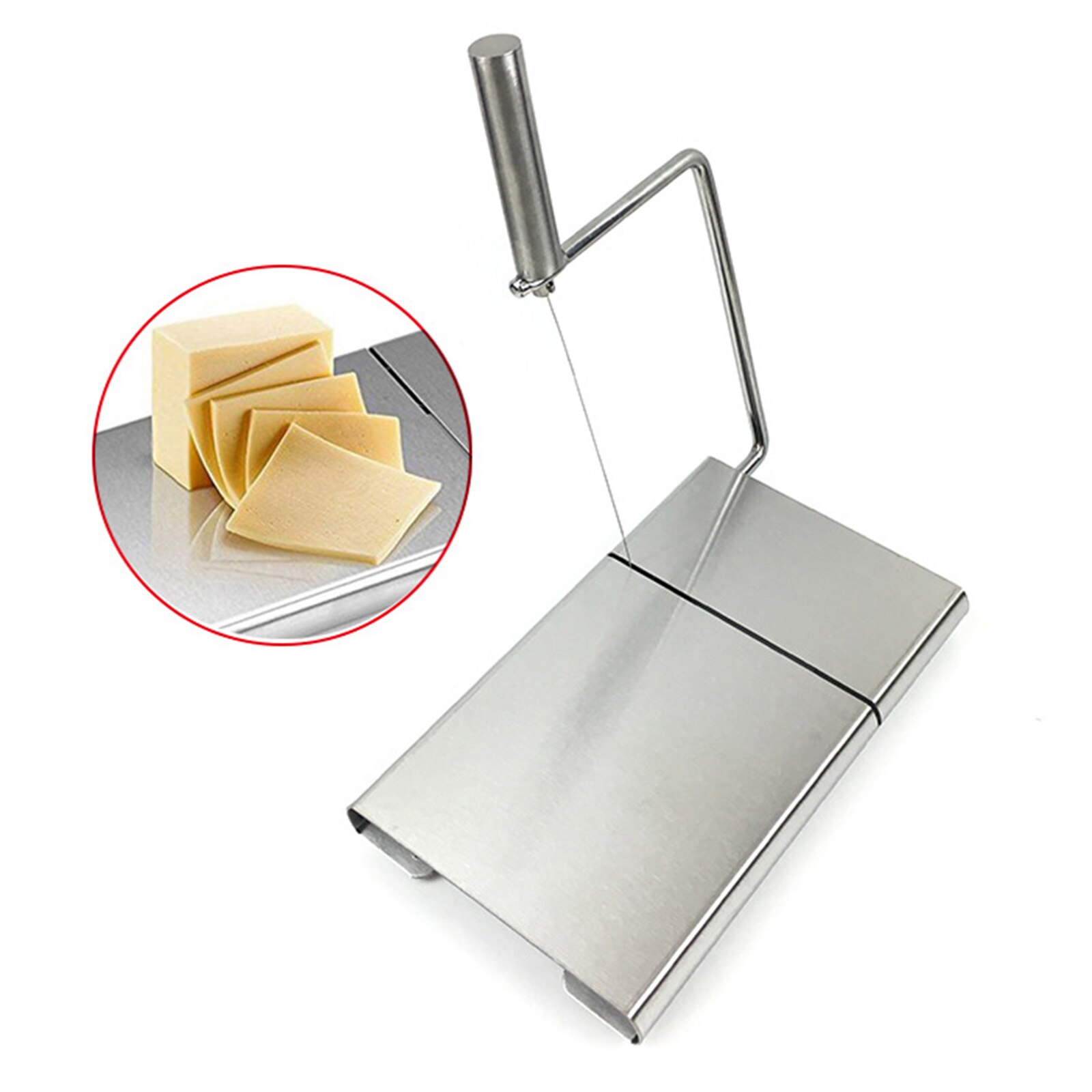 Cheese Slicer with 5 Replacement Wires, Stainless Steel Cheese Cutter Wire Cheese Cutting Board Slicers for Block Cheese Butter