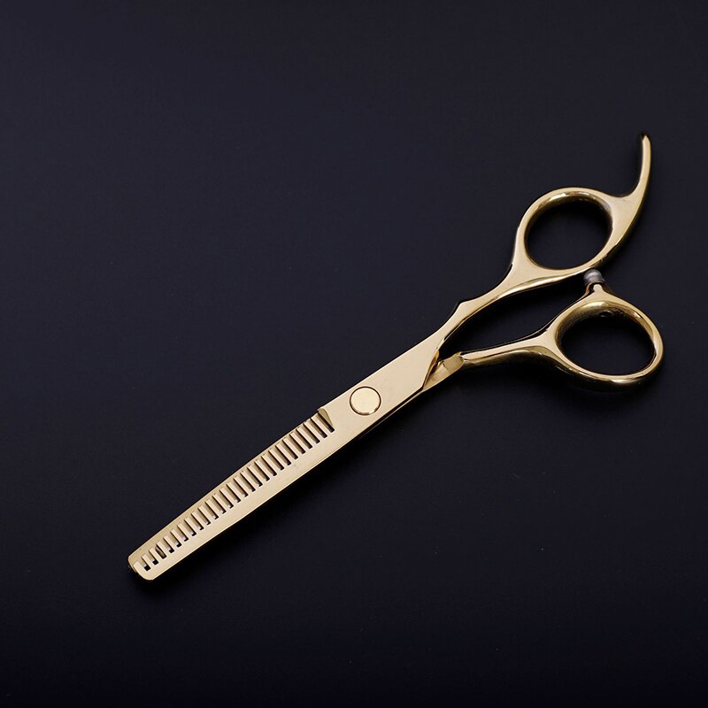 Costway 440 Steel 6 Inch Black Hair Scissors Set Cutting Barber Salon Haircut Thinning Shears Hairdressing Scissors: Gold Thinning