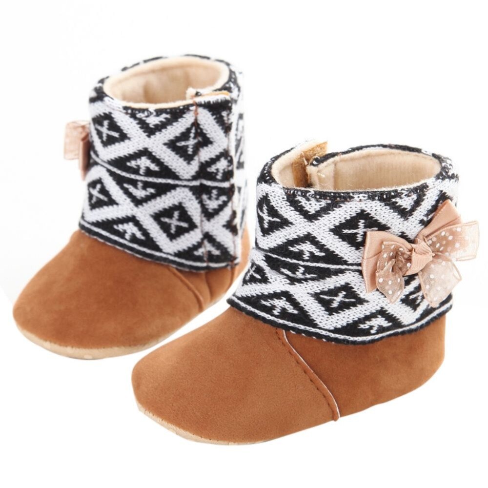 Neugeborenen Baby Mädchen Bowknot Vlies Schnee Stiefel Booties freundlicher Prinzessin Winter Schuhe