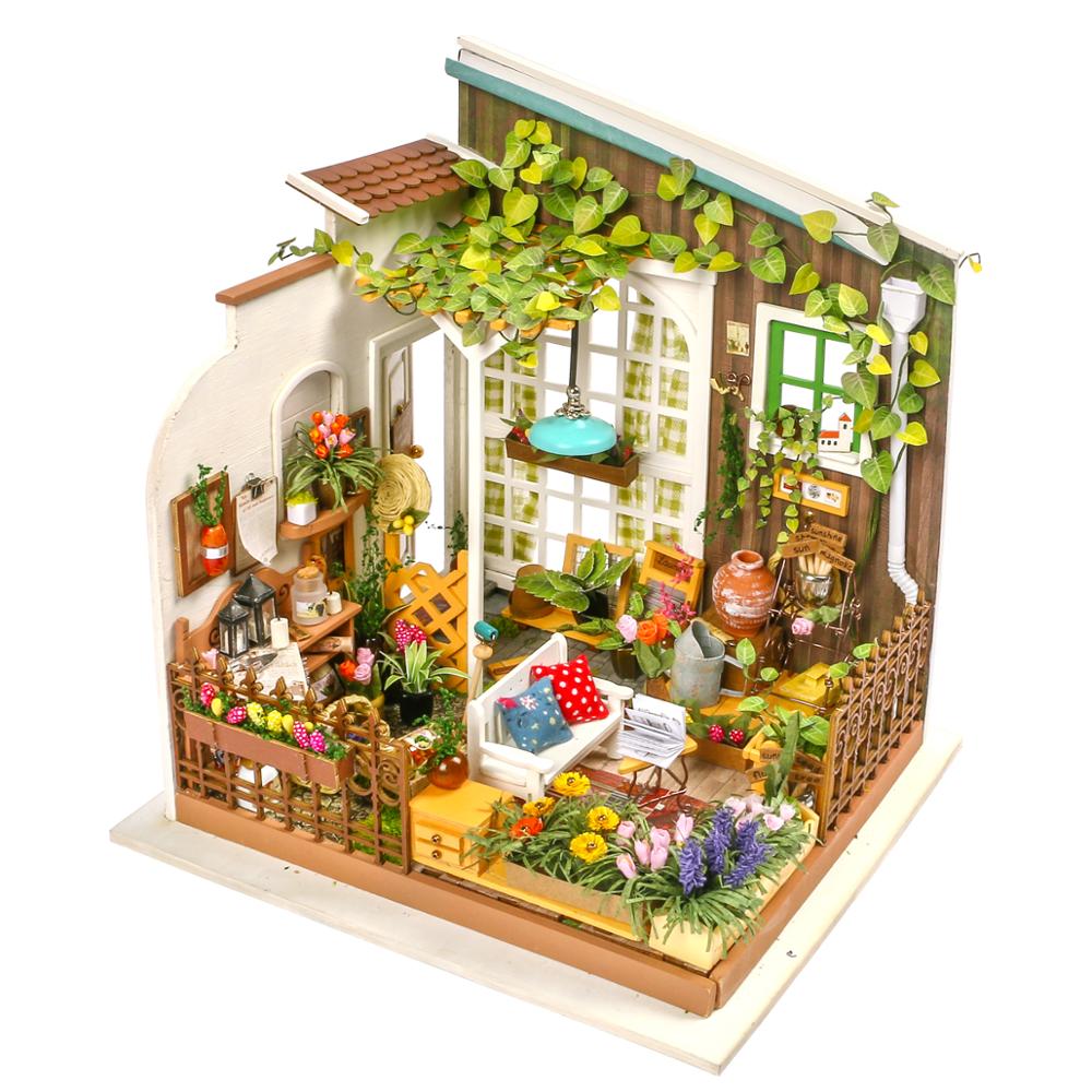 Robotime Diy Houten Miniatuur Dollhouse 1:24 Handgemaakte Poppenhuis Model Building Kits Speelgoed Voor Kinderen Volwassen