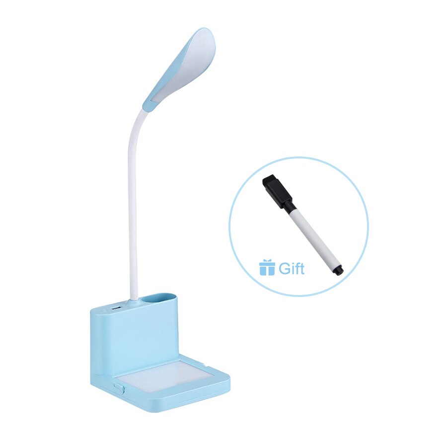 Touch Dimmable LED Desk Lamp USB Rechargeable Adjustment Message Table Light for Children Kids Reading Study Bedside Bedroom: Type B Blue / With Fan