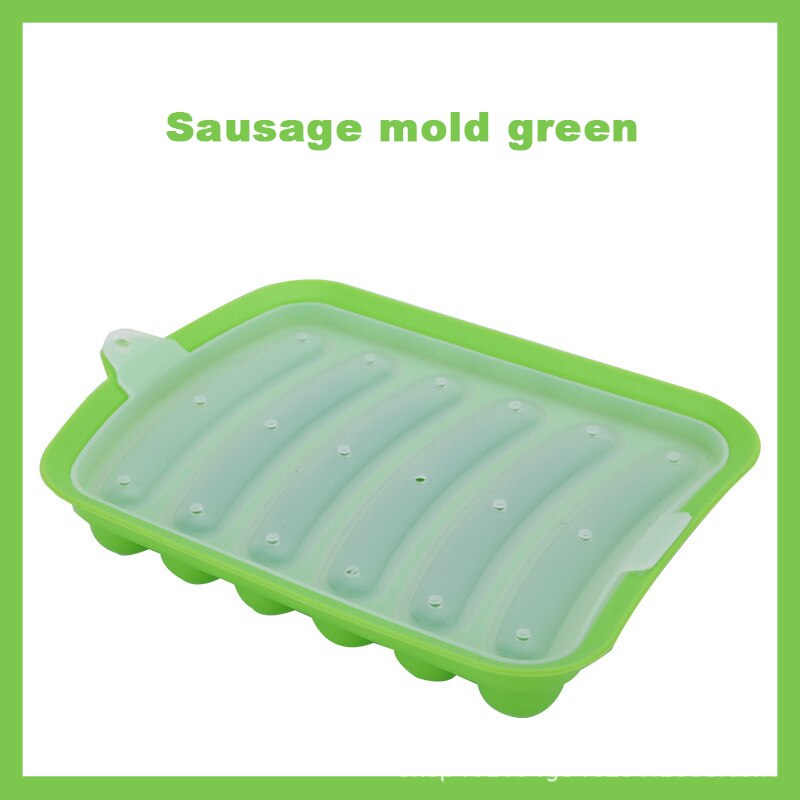 6 Grid Silicone Sausage Mold Reusable Dog Makers Handmade Ham DIY Sausage Mould Home Kitchen Baking Tools Sausage Molds: green