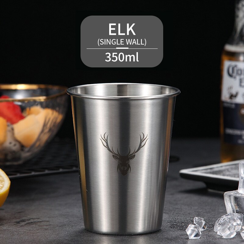 WORTHBUY Nette Muster Bier Becher 18/8 Edelstahl Bier Tasse Kaffee Becher Mit Doppel Wand Küche Drink Für Kinder Wasser Becher: Single Wall A
