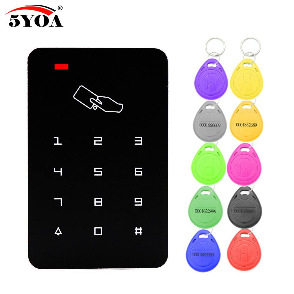 Standalone Access Controller with 10pcs EM keychains RFID Access Control Keypad digital panel Card Reader For Door Lock System: B09 and 10 keys