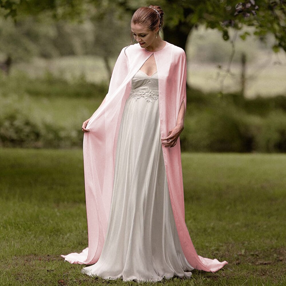 Longue Cape en Mousseline pour Femme, Châle Doux et à Col Rond, Blanc et Noir: XS / Rose