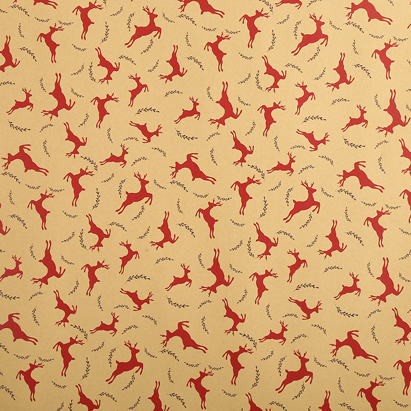 1Pc DIY Craft Paper for Party Birthday Christmas Year Retro Christmas Single-sided Wrapping Paper Kraft Packaging Paper