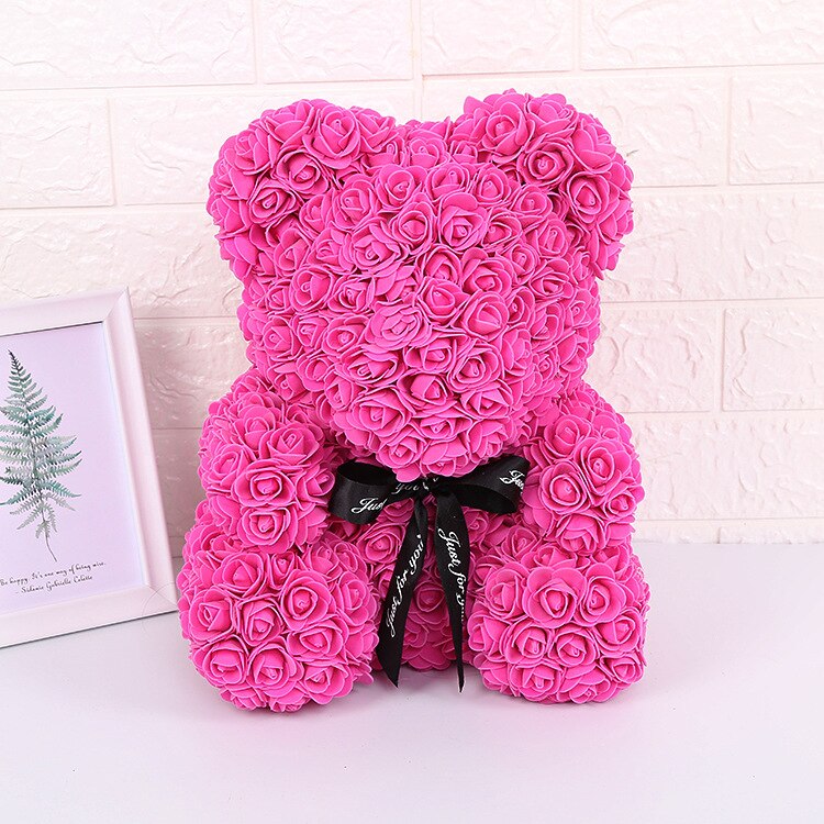 Ourson en roses artificielles, grand 40cm, ours en fleurs de polyéthylène, pour femmes, pour la saint-valentin, coffret noël mariage, décoration de maison: 7