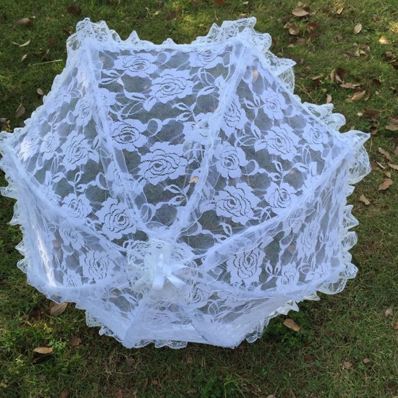 Koronki ślubne dziurawy parasol dekoracje ślubne rekwizyty fotograficzne róża długa rączka parasole