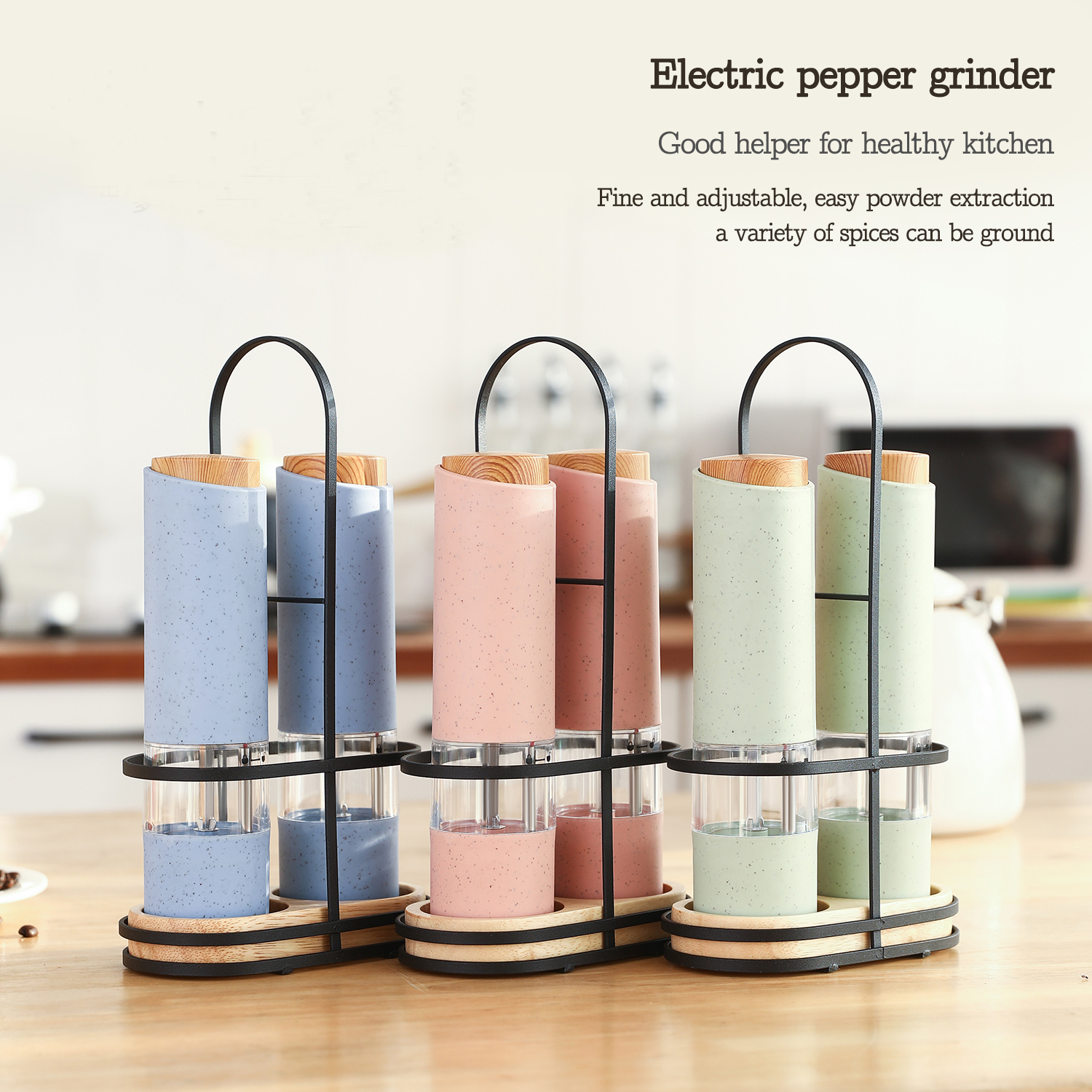 Colorful Manual Automatic Salt And Pepper Grinder Set Ceramic Salt Shaker Grinder Electric Salt Pepper Mill Parts