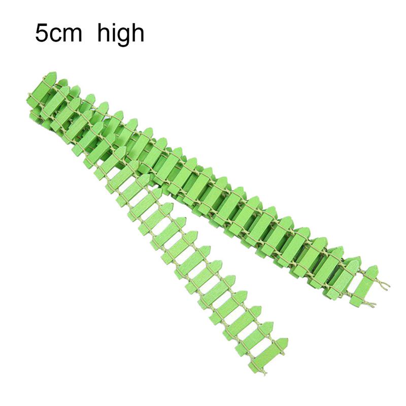 1M/Roll 3/5Cm Mini Houten Hek Diy Miniatuur Fairy Tuin Barrière Houten Craft Room Decor maison Figurine Decor Accessoires: 5cm Green
