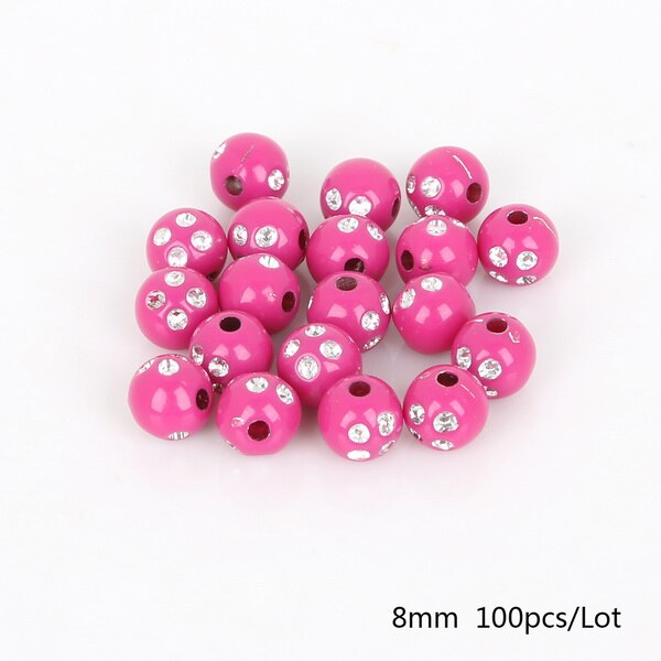 100 piece/lot 8mm Multi Colors Shiny Acrylic Round Beads For DIY Bracelets &amp; Necklaces Jewelry Makings: Fuchsia
