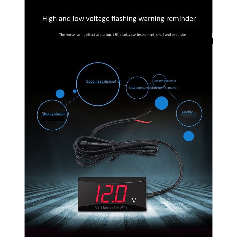 Led Waterproof Digital Display Voltmeter Multi-Function Car and Motorcycle Battery Test Voltmeter Refitted Voltmeter