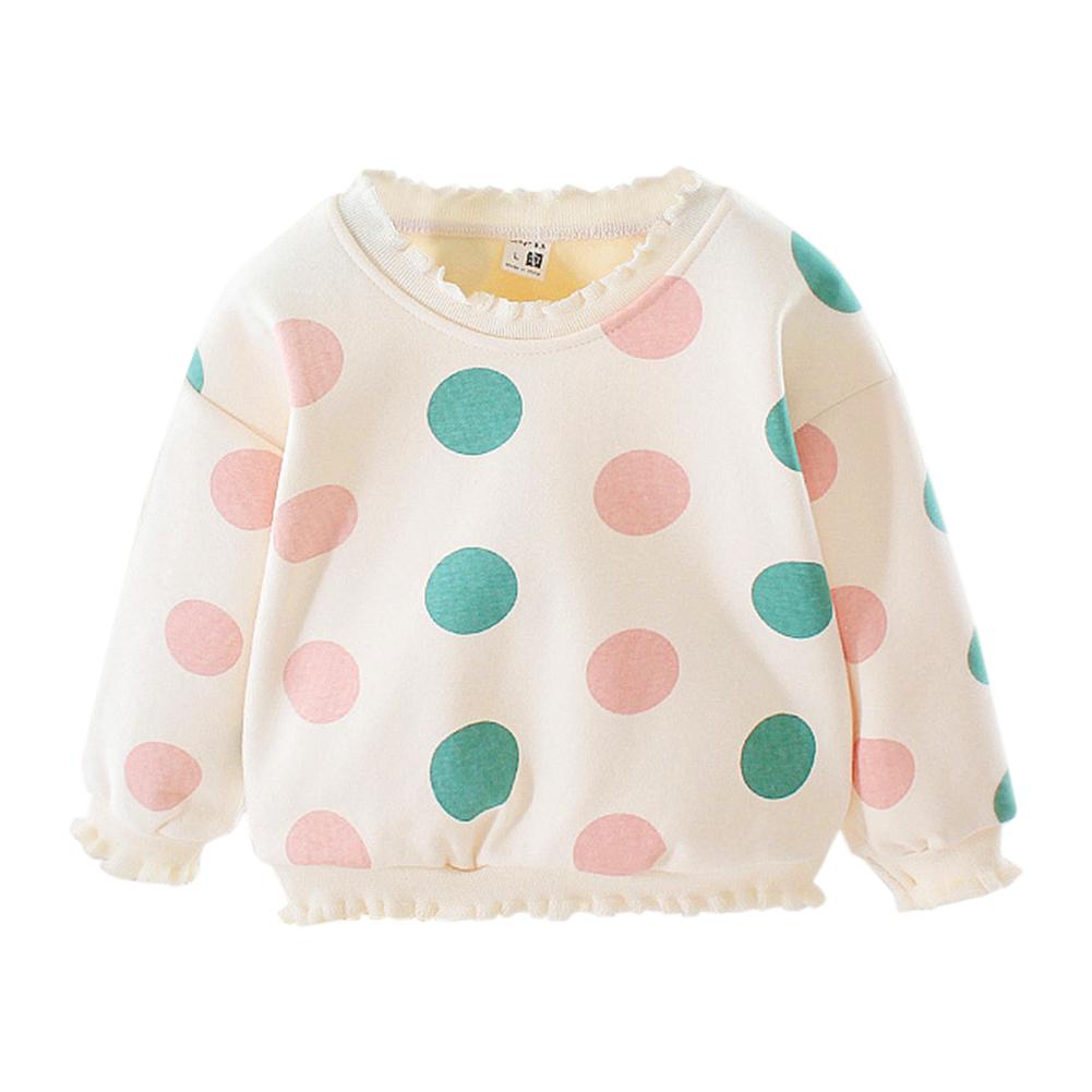 Baby Girl Kids Prinses Sweatershirt Comfort Zachte Lange Mouwen Persoonlijkheid Koreaanse Mooie Kleding Lente Herfst Dot Tops: Roze / 24M