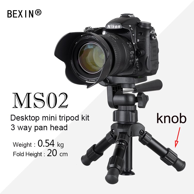 Bexin Ms02 Draagbare Vouwen Ultra Aluminium Plastic Lichtgewicht Compact Desktop Macro Mini Statief Met Tilt Pan Hoofd Voor Telefoon Ca