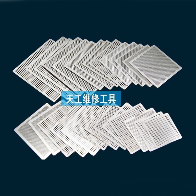 27pcs BGA Directly Heat Reballing Universal Stencils with Template Jig for SMT SMD Chip Rework Rpair