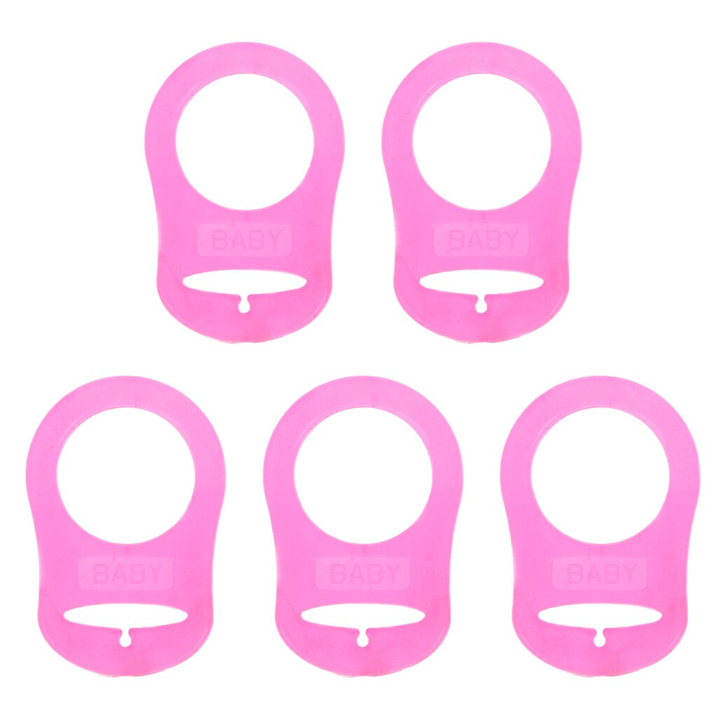 5 stk multifarver silikone baby dummy sut holder holder klip adapter til mam ringe: Hot pink