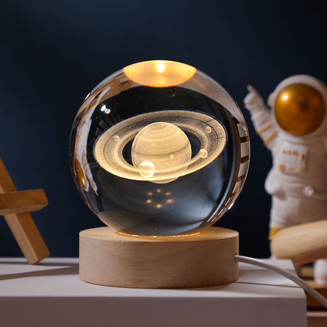 Boule de cristal 6/8 cm, sculpture intérieure transparente du système solaire, Globe de la planète, décoration de la maison, accessoires de photographie,: 6cm / Saturn