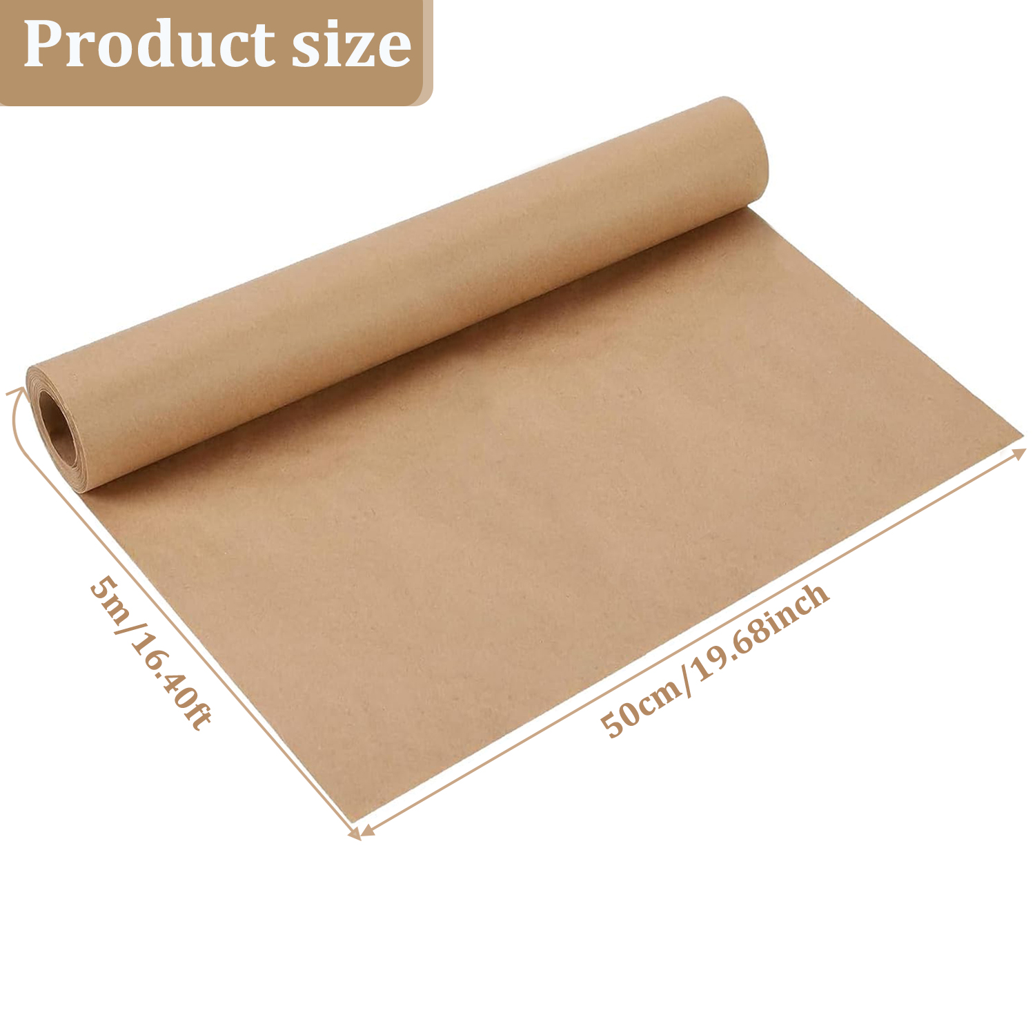 5-10m brune kraftpapirruller (  (30-50cm brede) - tykt biologisk nedbrytbart innpaknings- og pakkepapir for håndverk og flytting: Gul