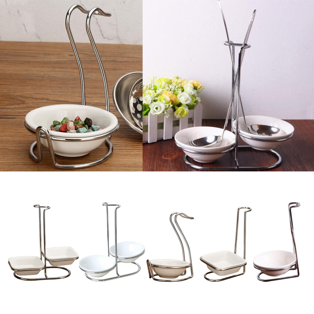 Stainless Steel Spoon Rest Holder Long Handle Vertical Saving Soup Ladles Holders Ladle Rest Soup Ladle Holder