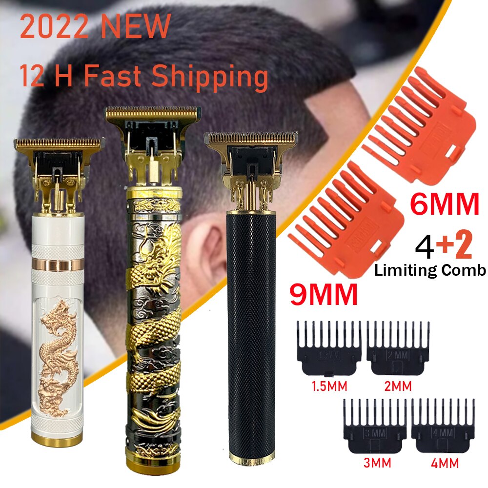 2022 T9 Hair Clipper Limit Comb 6MM 9MM Haircut Machine Shaving Cutting Vintage T9 Machine Beard Trimmer for Men