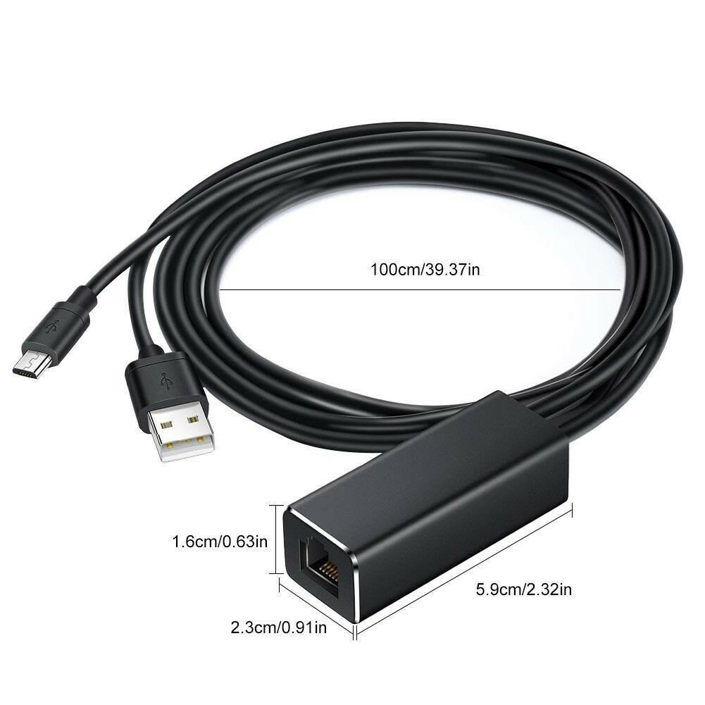 2 in 1 Micro USB Network Ethernet Adapter Cable for Chromecast Fire TV Stick