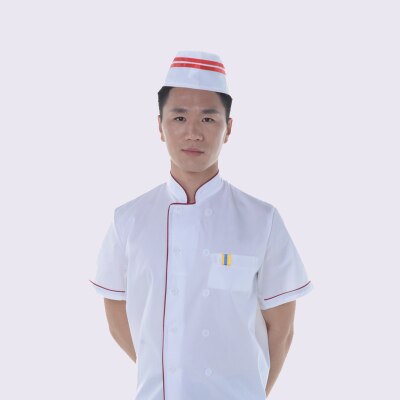 chef sombrero hotel uniforme chef uniforme restaurante sombrero cocinero uniforme chef ropa de trabajo servicio de comida: Beige