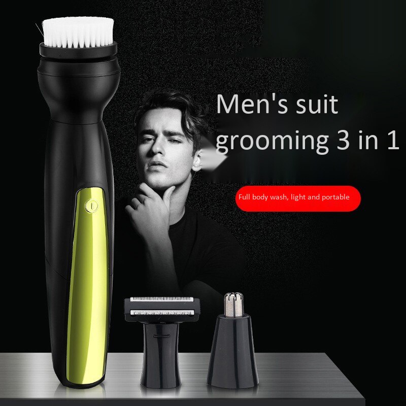 3 in- in-1 elektrisch scheerapparaat voor mannen, elektrisch scheerapparaat voor het lichaam, gezichtsreinigingsborstel, oplaadbare neustrimmer voor vriendjes