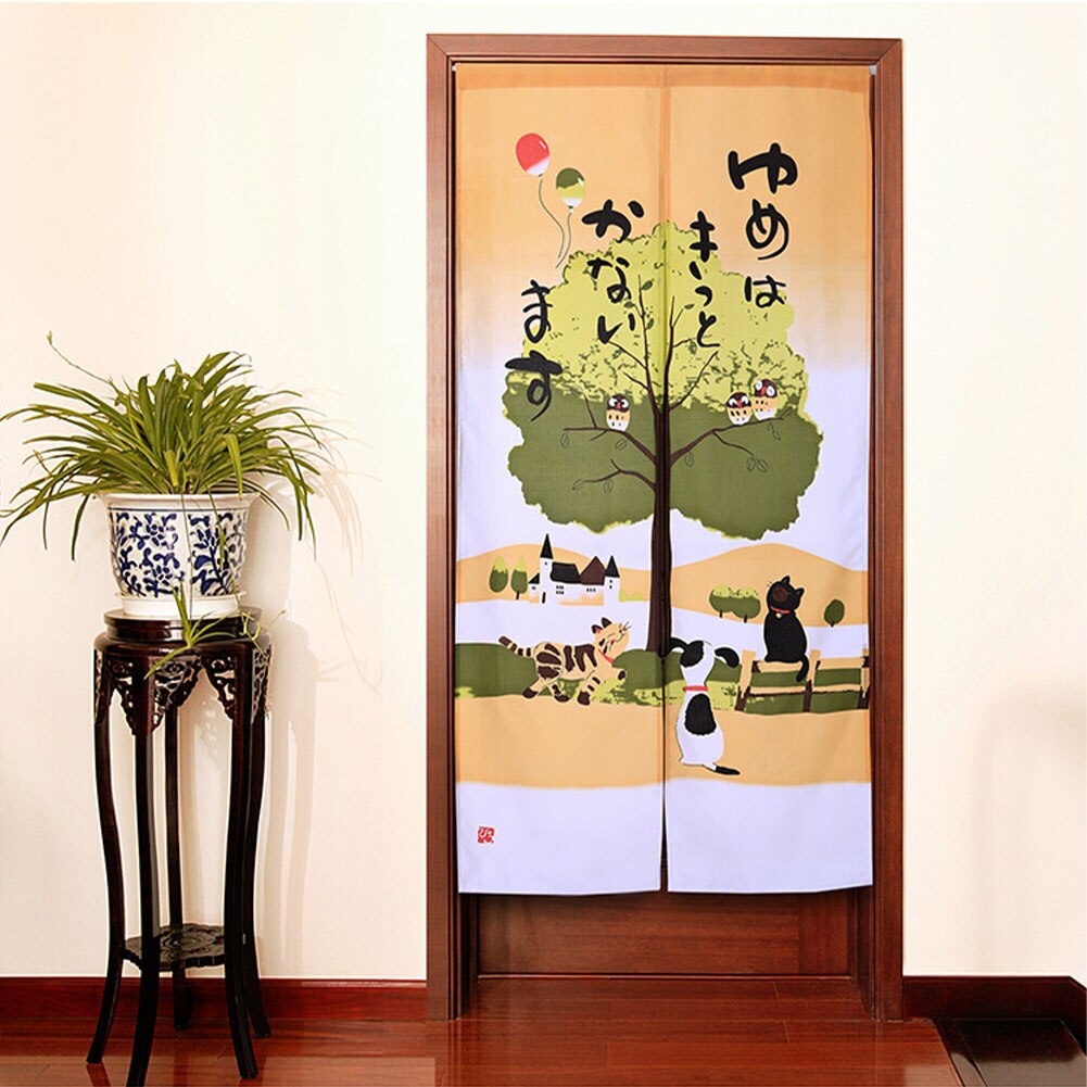 Rideau de porte décoratif Semi suspendu de séparation | Pour chambre à coucher, installation facile, diviseur d'entrée japonais exquis avec hibou imprimé