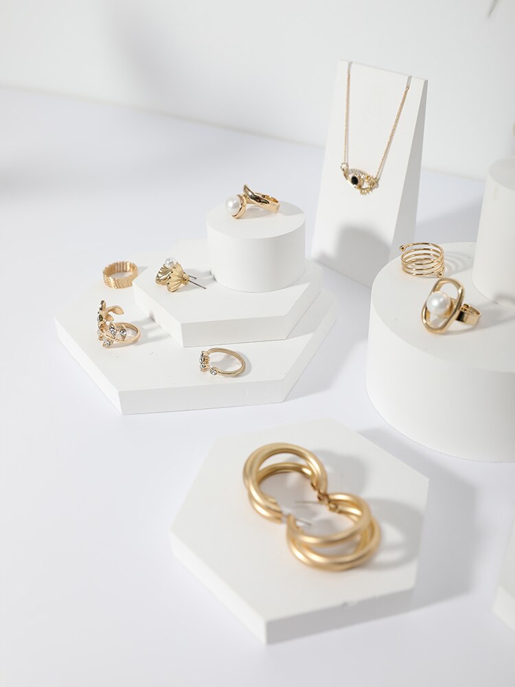 White Gypsum Jewelry Display Blocks Earrings Display Stand Rings Pendant Display Holder