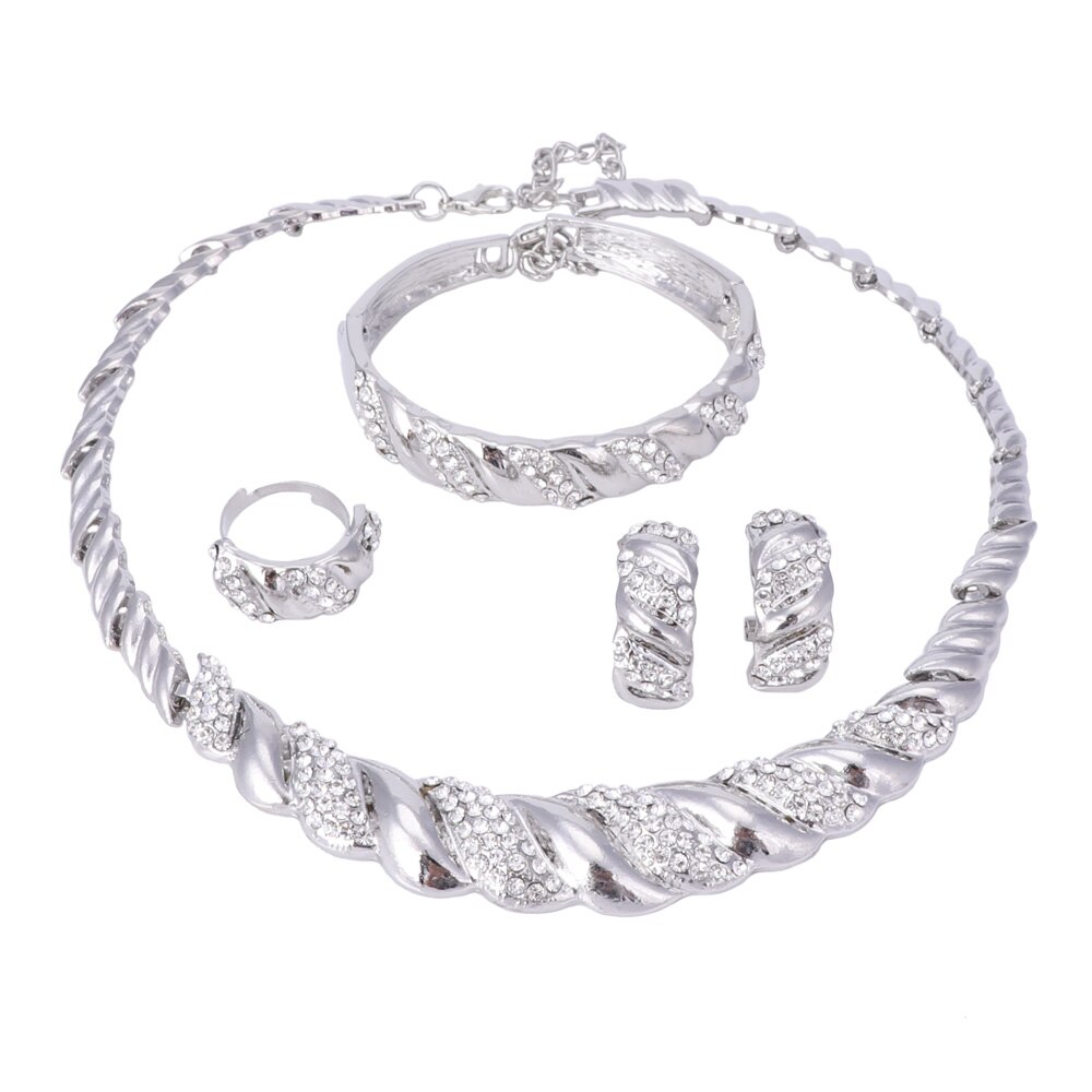Conjunto de joyería de , collar de cuentas africanas de color plateado de Nigeria Dubai, conjunto de joyas de boda, conjuntos de joyas de cuentas africanas: Silver